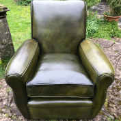 Restored High Back French Leather Club Chair
